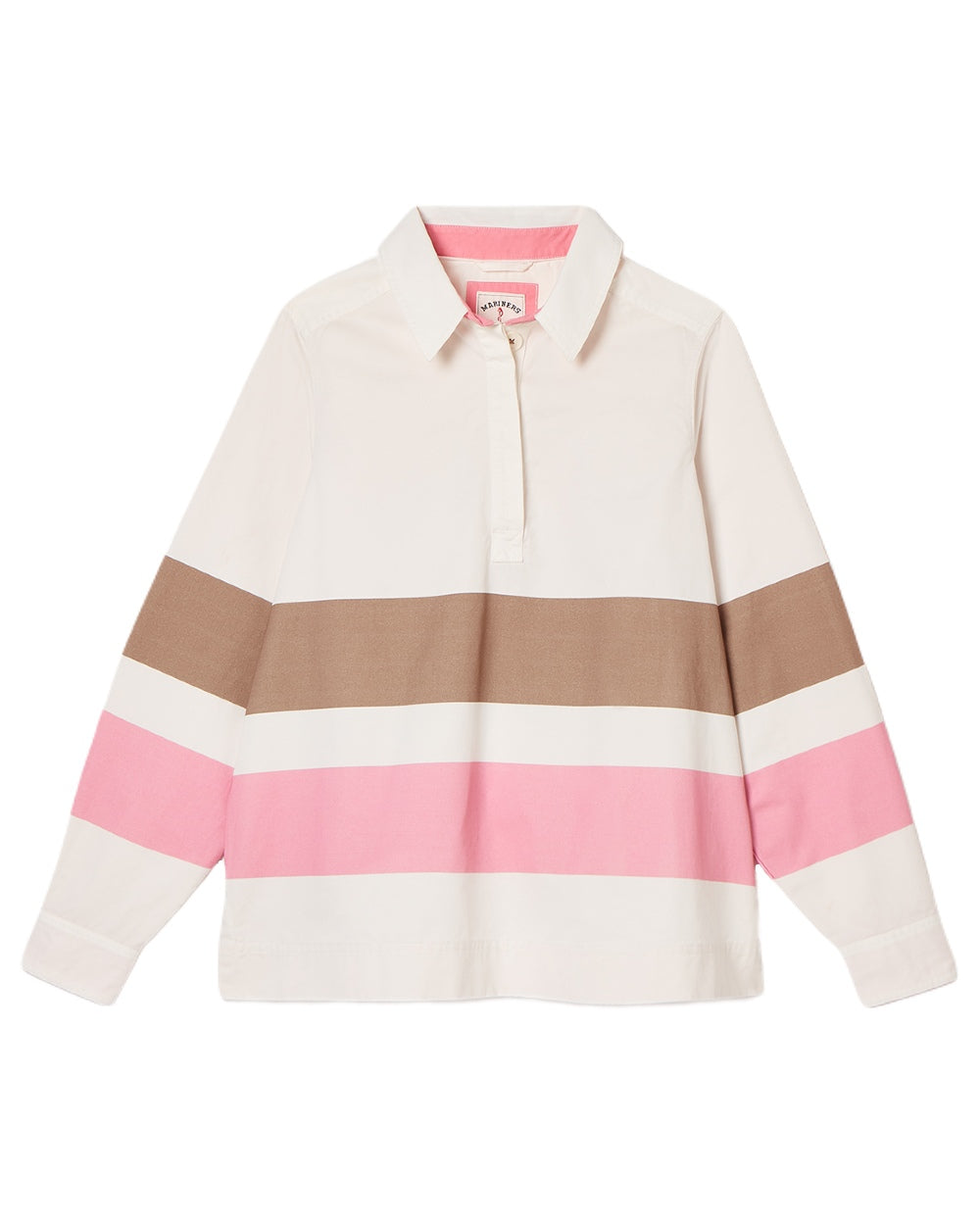 Tan Pink coloured Joules Womens Brinley Deck Shirt on White Background