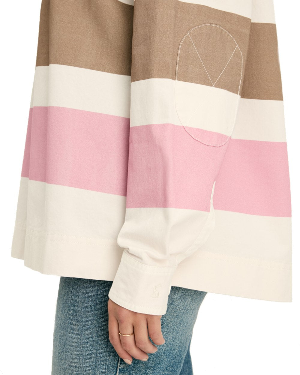 Tan Pink coloured Joules Womens Brinley Deck Shirt on White Background