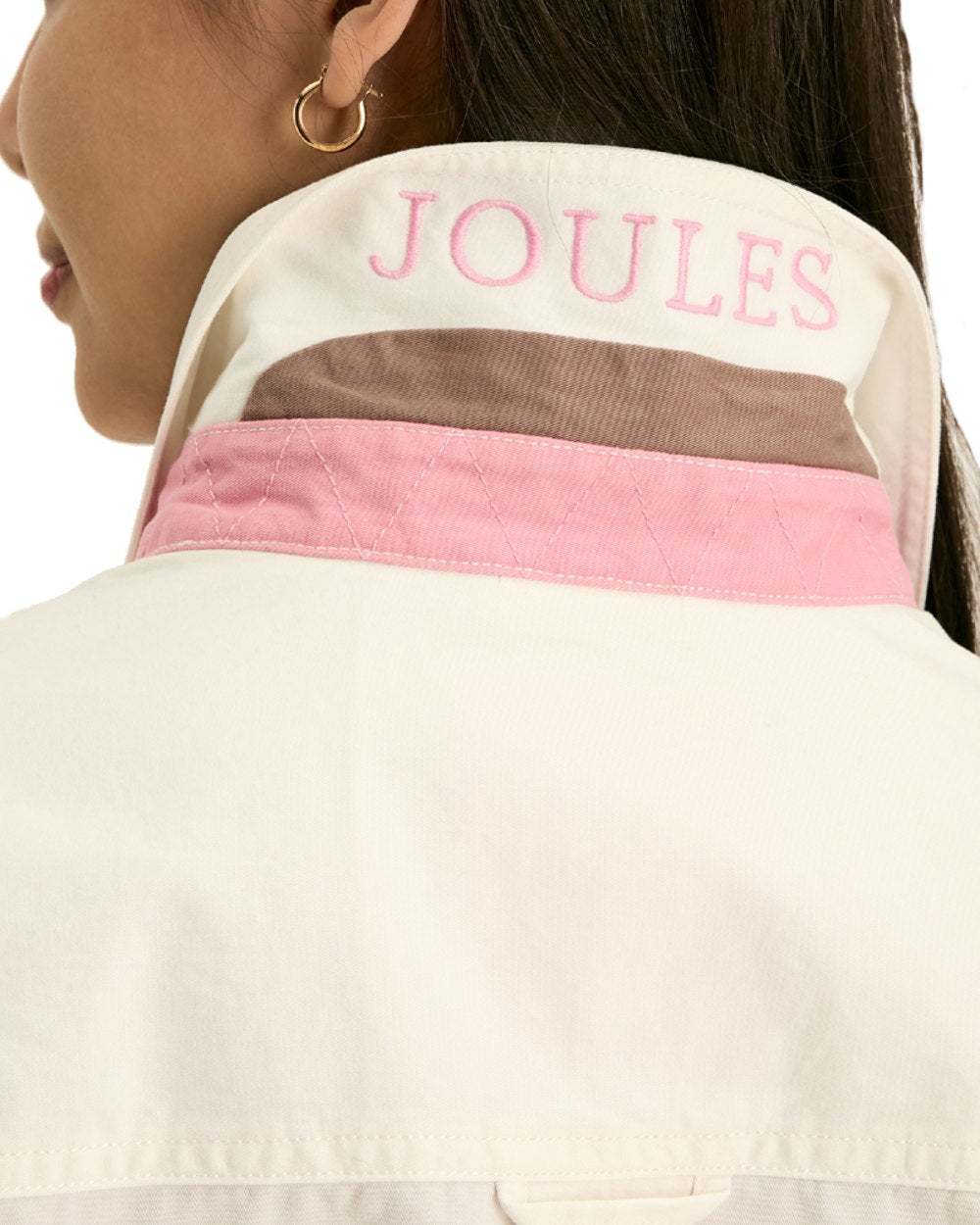 Tan Pink coloured Joules Womens Brinley Deck Shirt on White Background