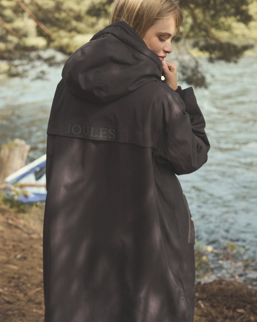 Chocolate Coloured Joules Womens Fleecelined Waterproof Coveralls on lake background