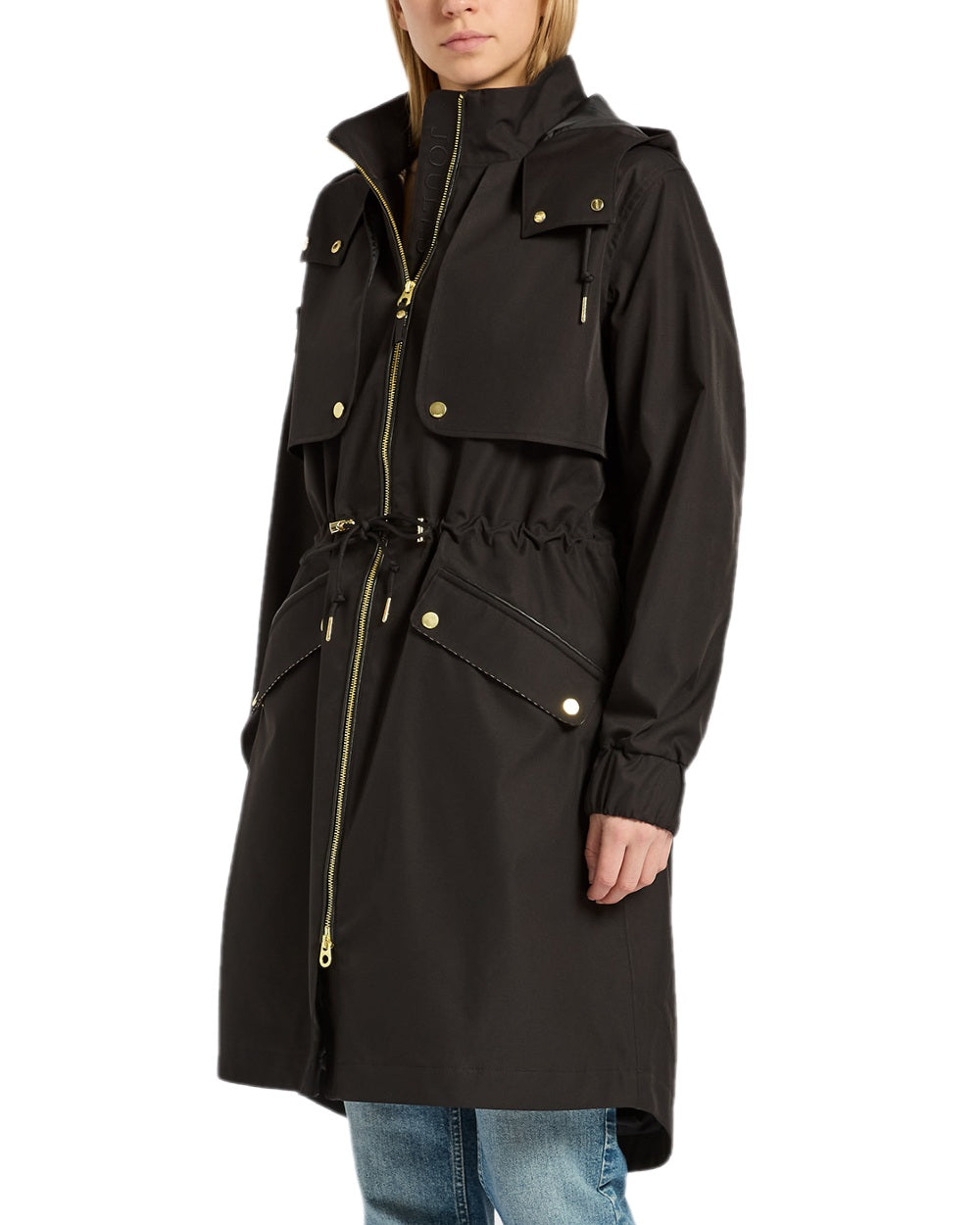 Black Coloured Joules Womens Elbridge Waterproof Coat on white background