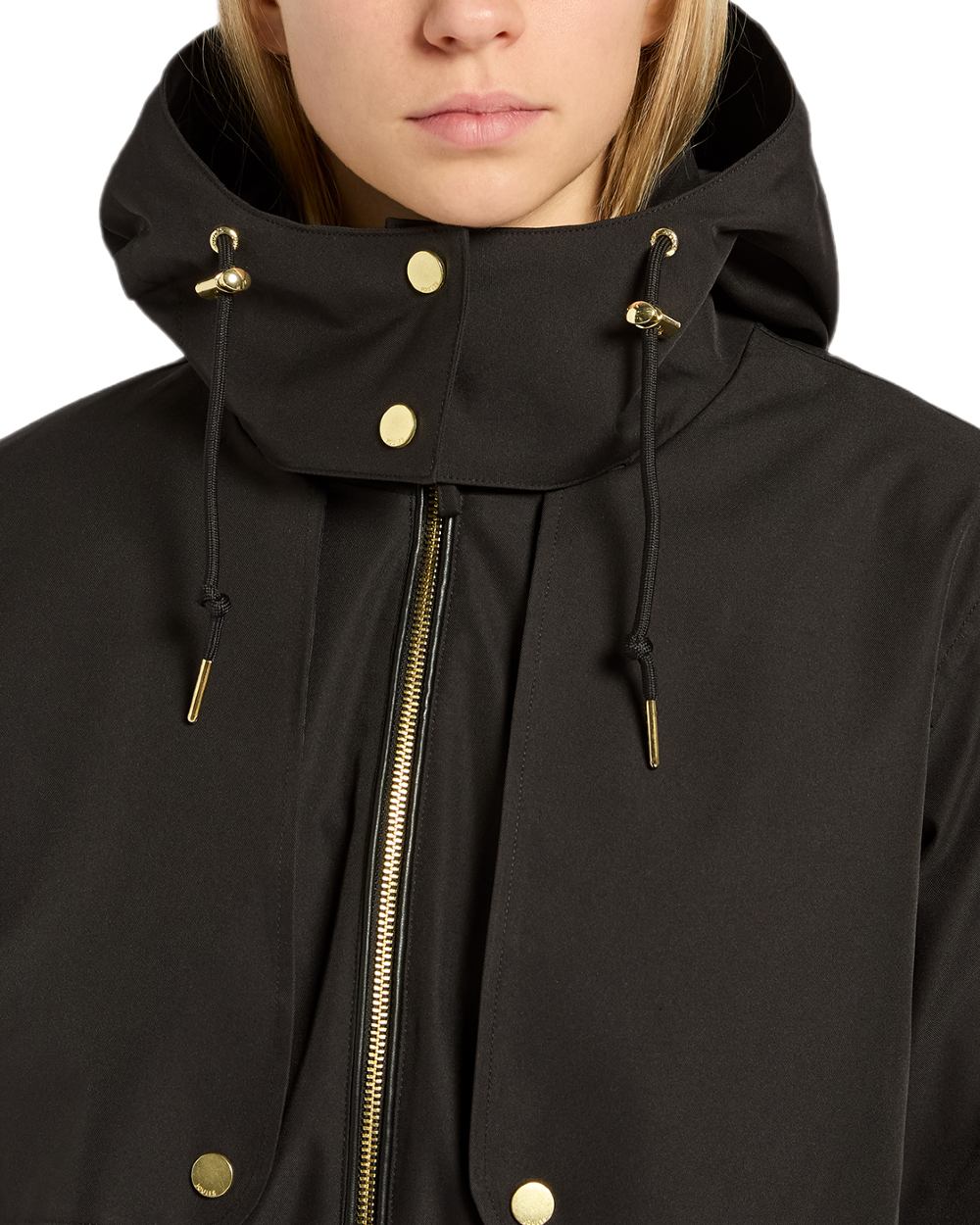 Black Coloured Joules Womens Elbridge Waterproof Coat on white background