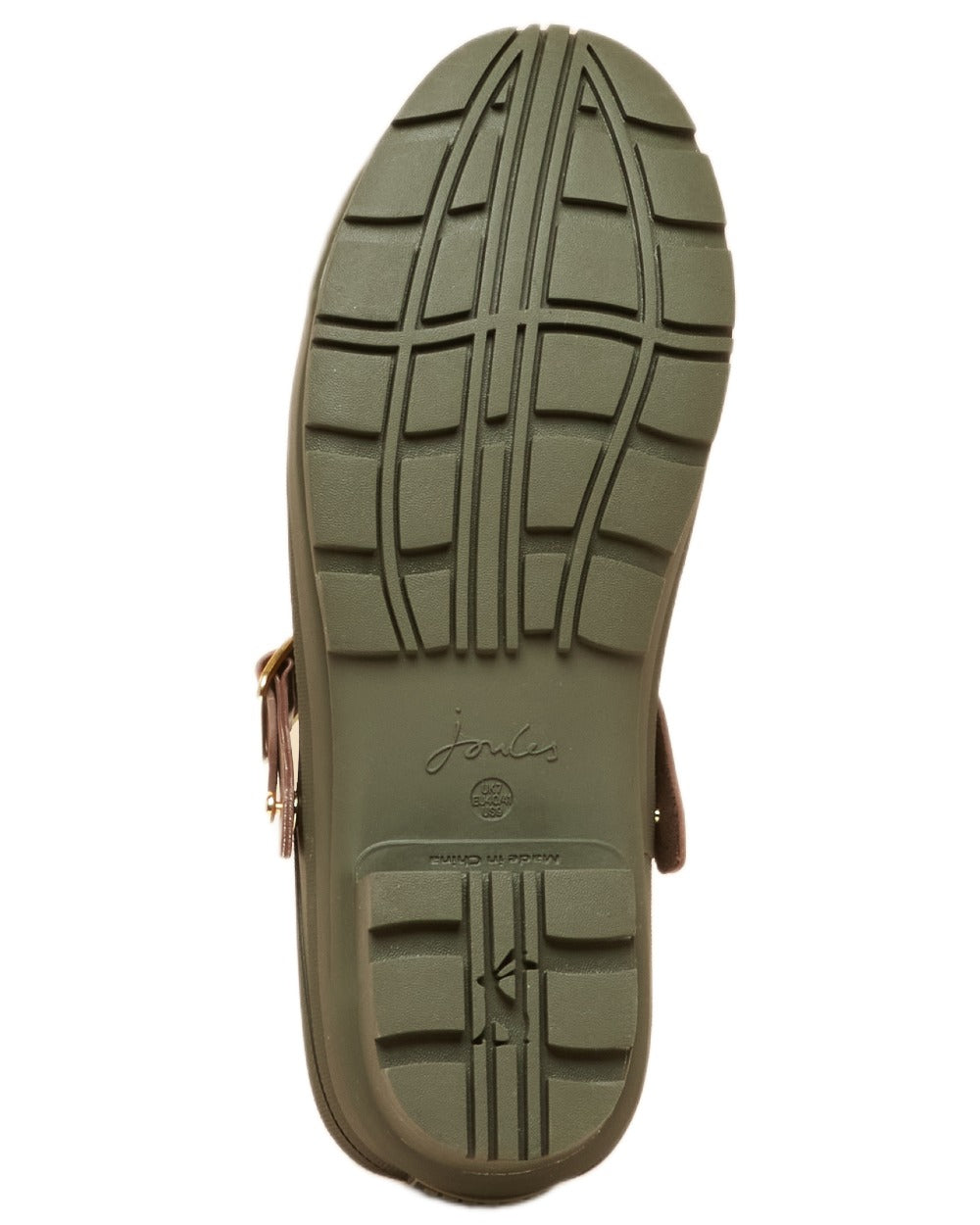 Khaki Green coloured Joules Womens Elbridge Welly Clogs on white background