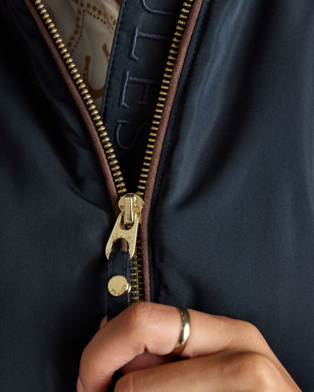 Navy coloured Joules Womens Farnham Fleece Lined Lightweight Gilet on white background