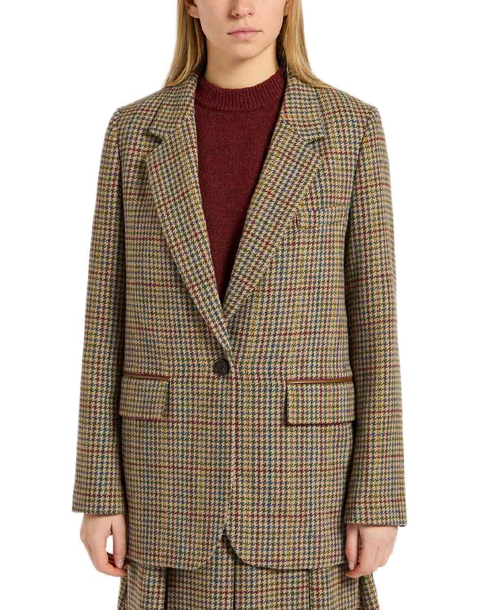 Elton Tweed Coloured Joules Womens Hackmore Relaxed Fit Wool Blend Tweed Blazer on white background