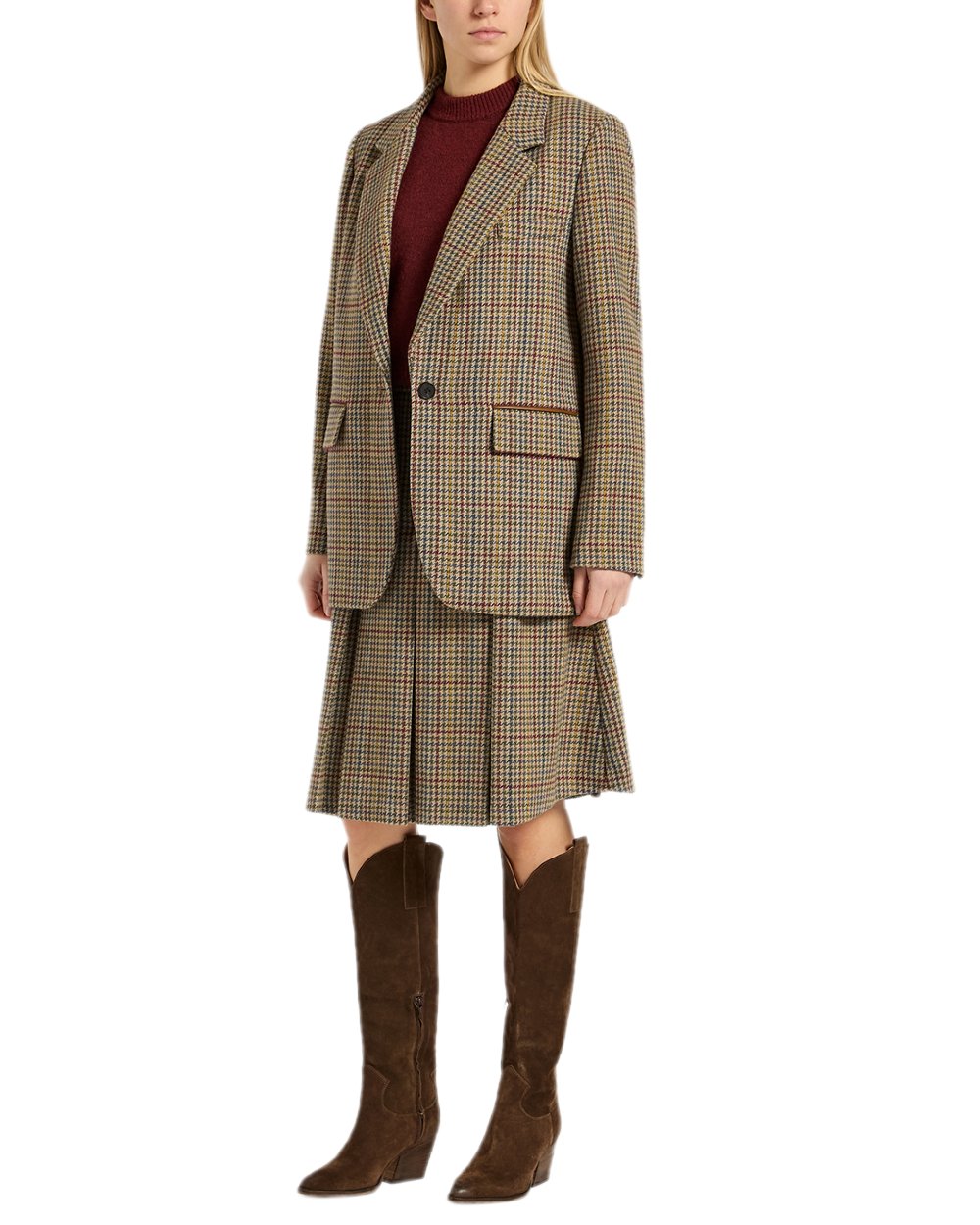 Elton Tweed Coloured Joules Womens Hackmore Relaxed Fit Wool Blend Tweed Blazer on white background