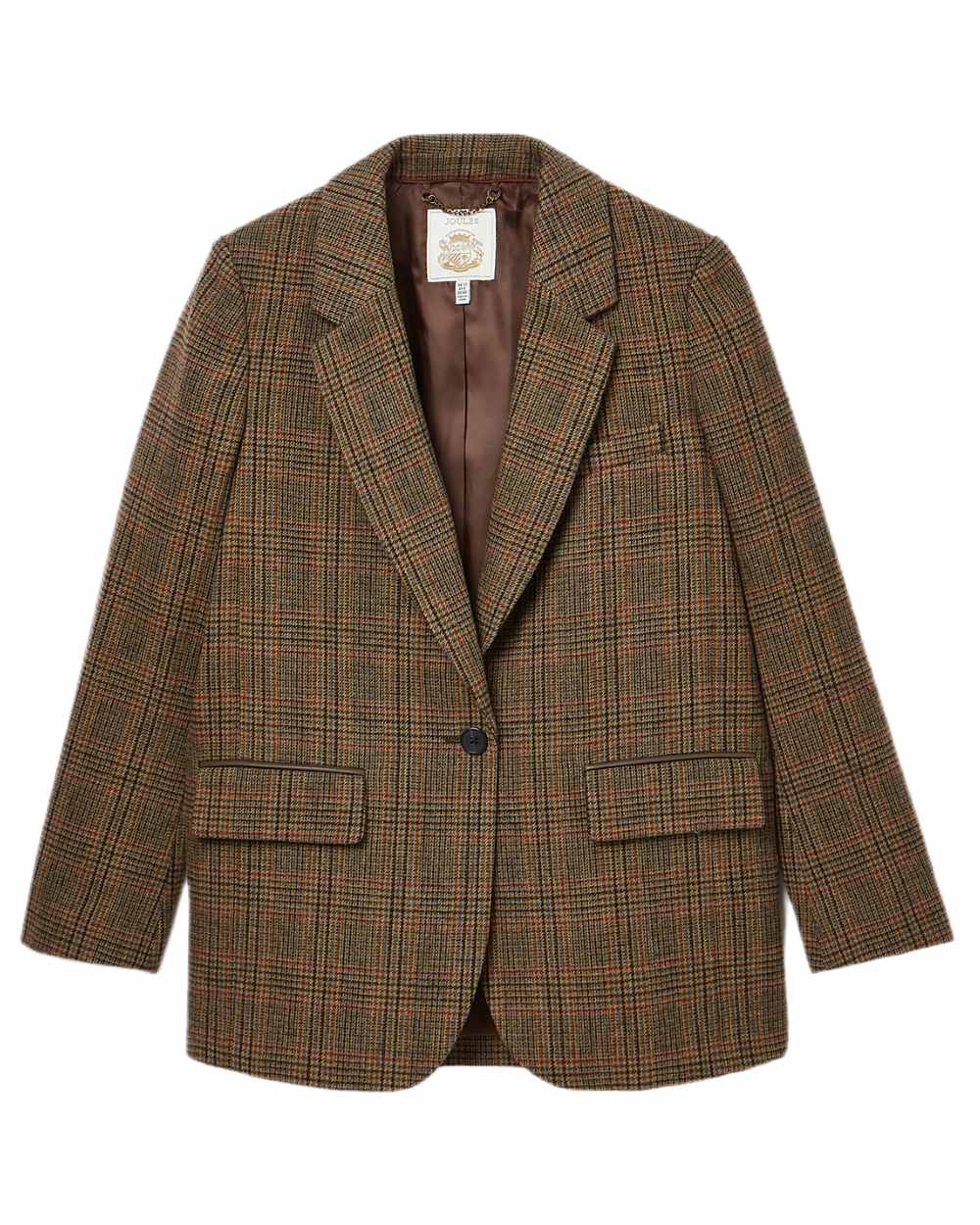 Roston Tweed Coloured Joules Womens Hackmore Relaxed Fit Wool Blend Tweed Blazer on white background
