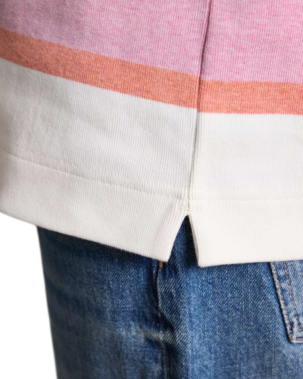 Cream Multi Stripe coloured Joules Womens Harbour Long Sleeve Striped Boat Neck Breton Top on white background