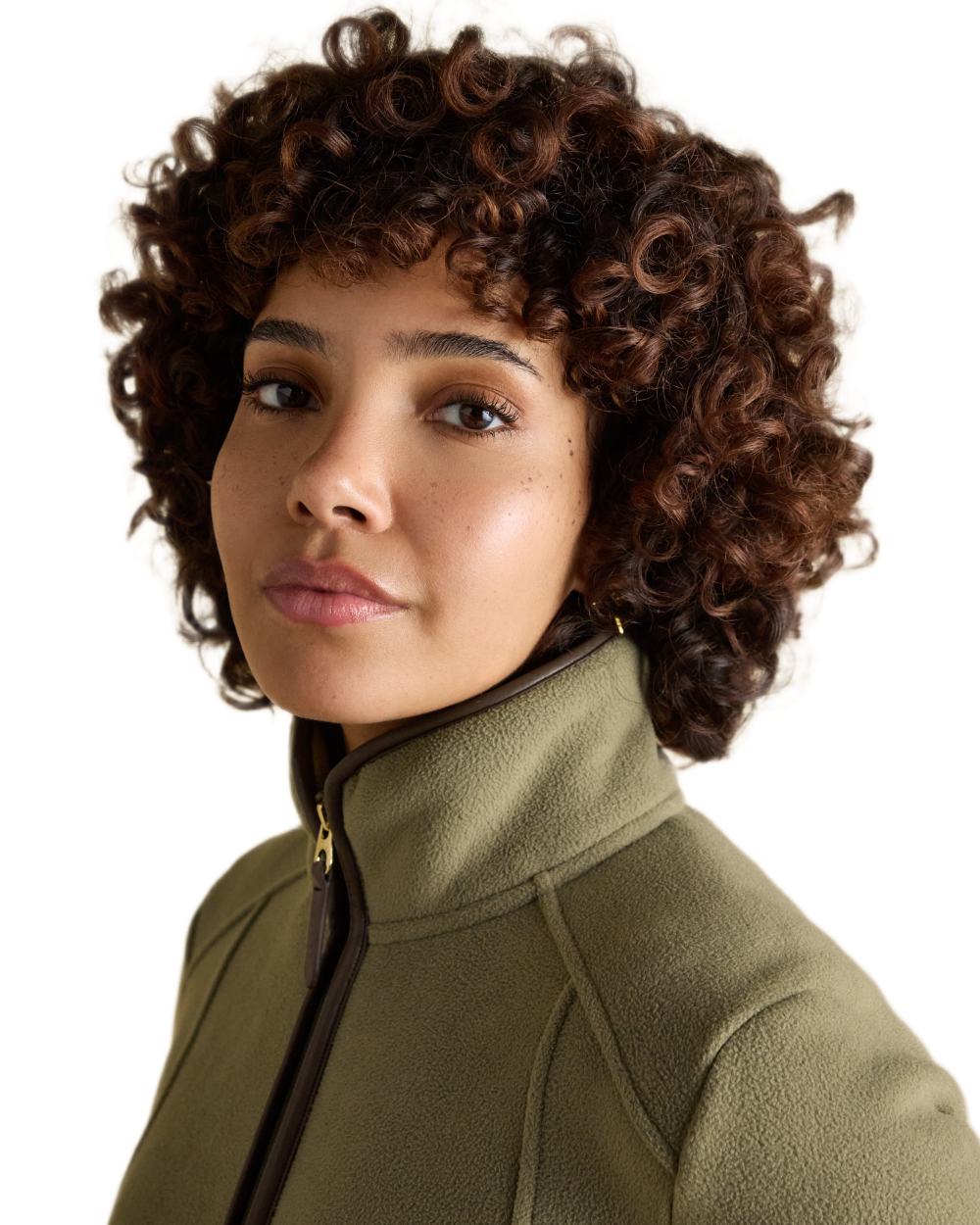 Light Green Coloured Joules Womens Heritage Full Zip Through Fleece on white background