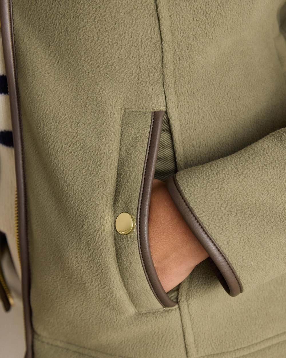 Light Green Coloured Joules Womens Heritage Full Zip Through Fleece on white background