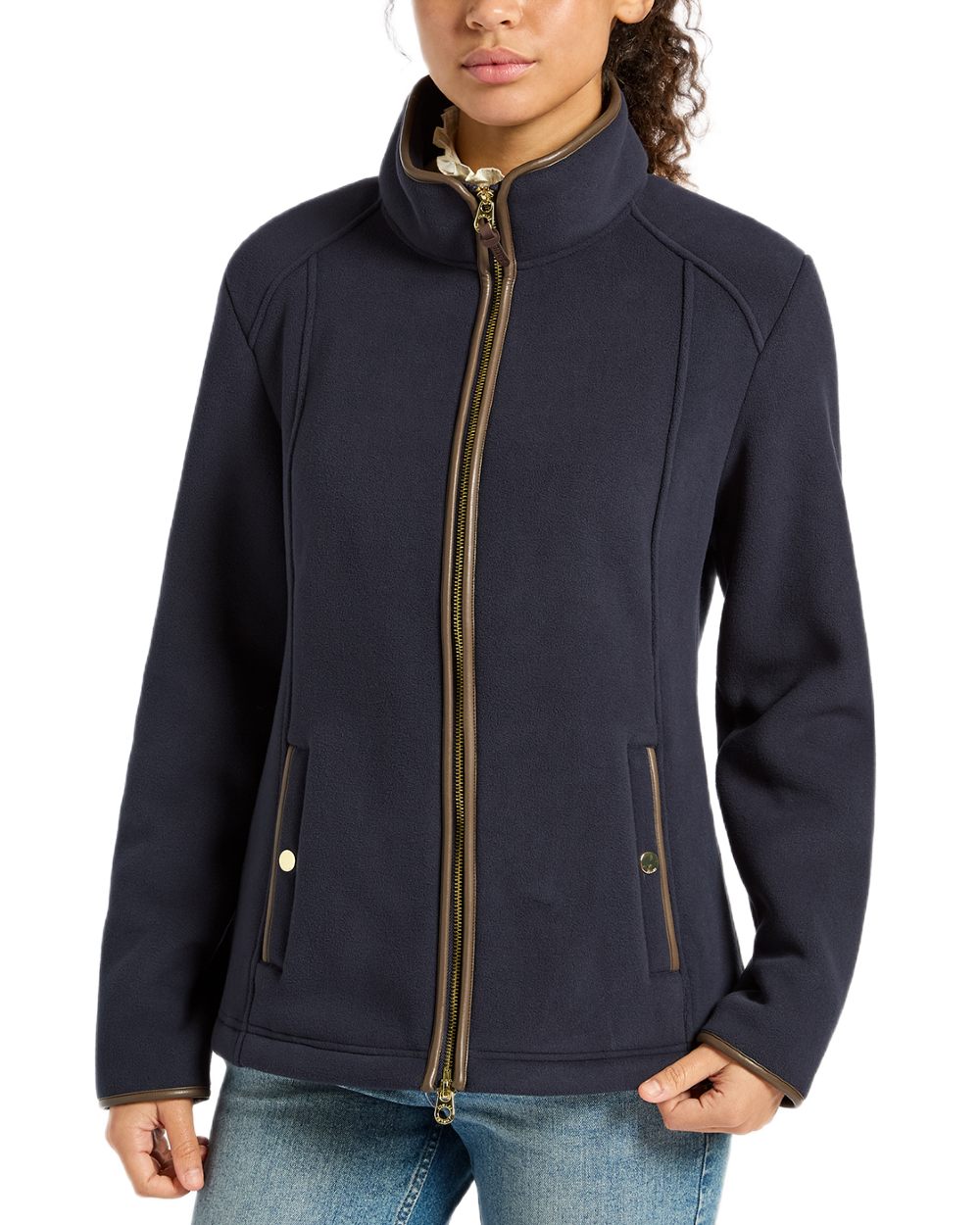 Navy Coloured Joules Womens Heritage Full Zip Through Fleece on white background