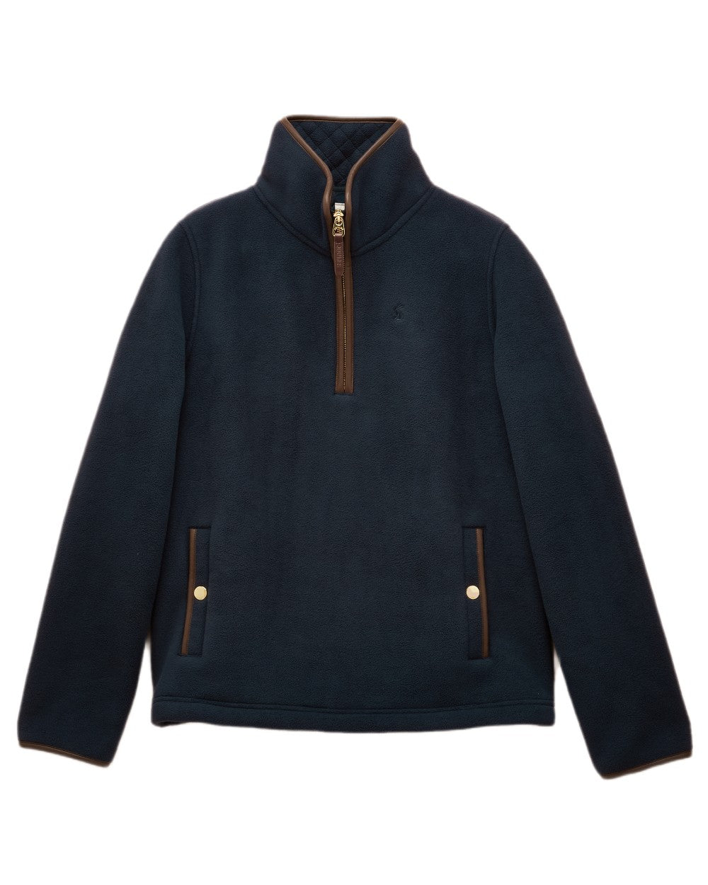 Navy Coloured Joules Womens Heritage Quarter Zip Fleece on white background