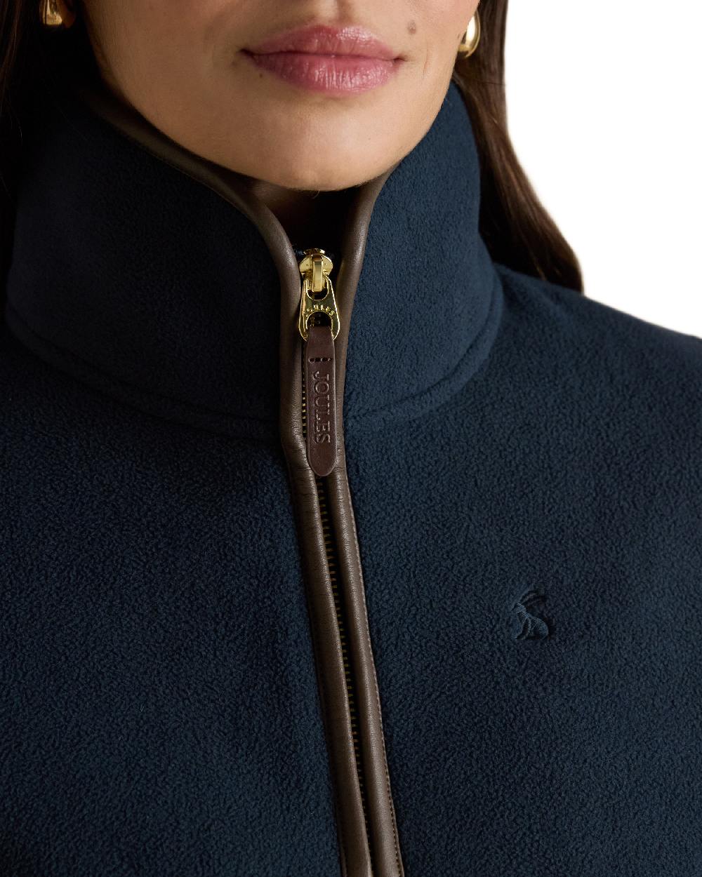 Navy Coloured Joules Womens Heritage Quarter Zip Fleece on white background