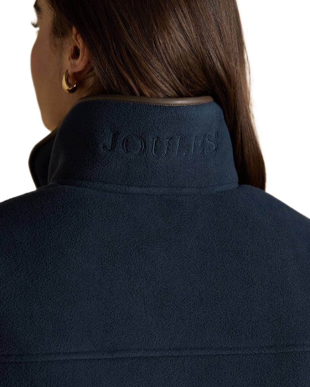 Navy Coloured Joules Womens Heritage Quarter Zip Fleece on white background