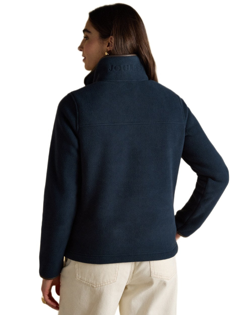 Navy Coloured Joules Womens Heritage Quarter Zip Fleece on white background