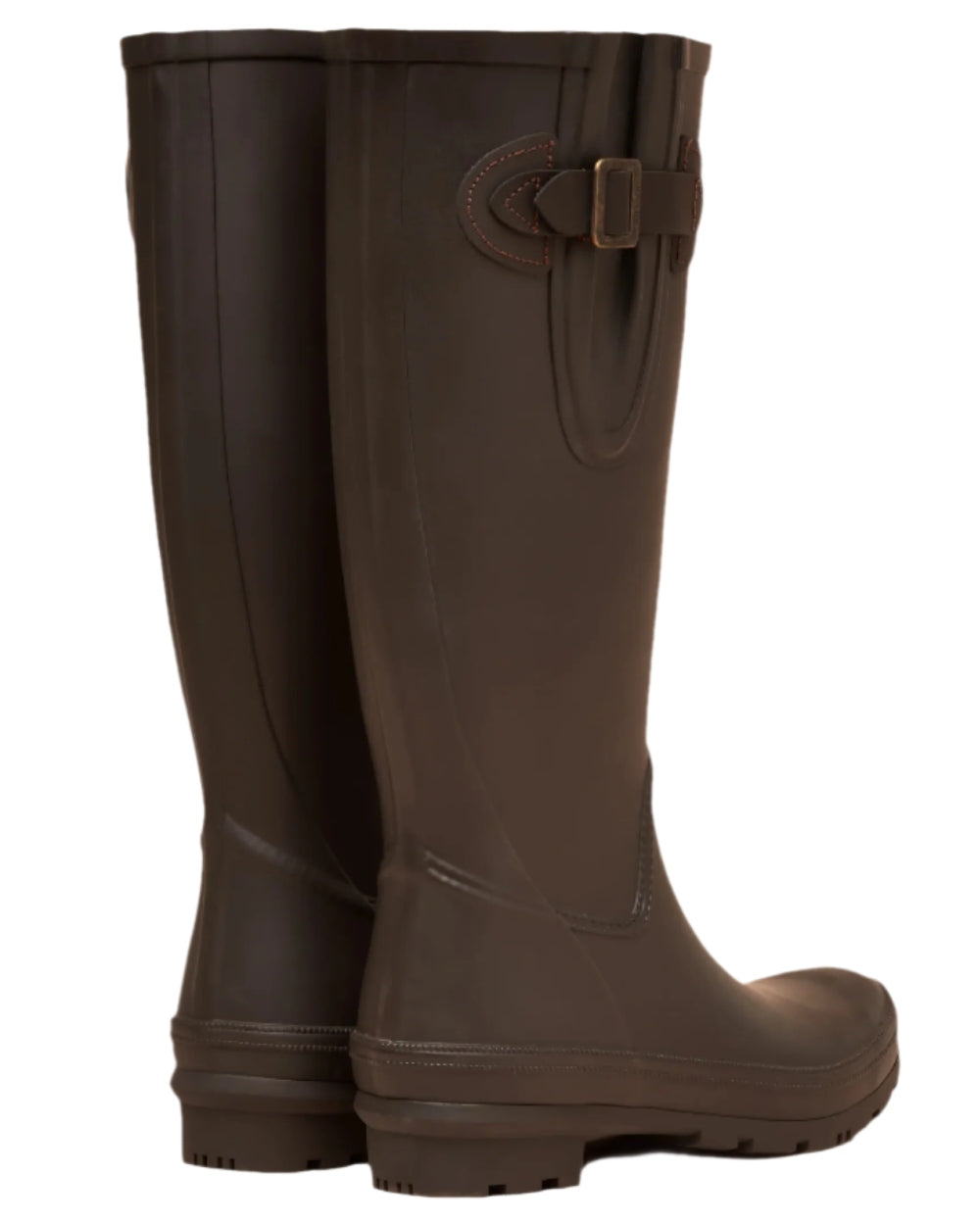 Chocolate Brown Coloured Joules Womens Houghton Adjustable Tall Wellies on white background