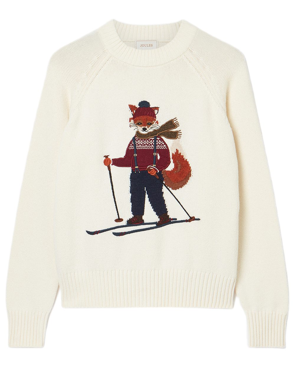 Oatmeal Coloured Joules Womens Jonty Ski Jumpers on white background