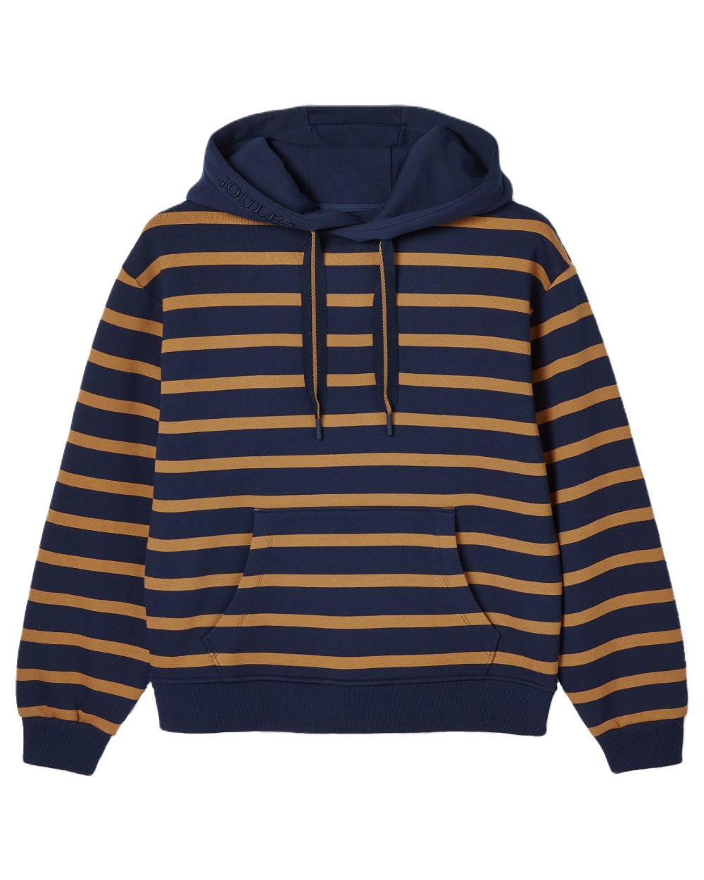 Navy Tan Stripe coloured Joules Womens Milbourne Hoodie on White Background