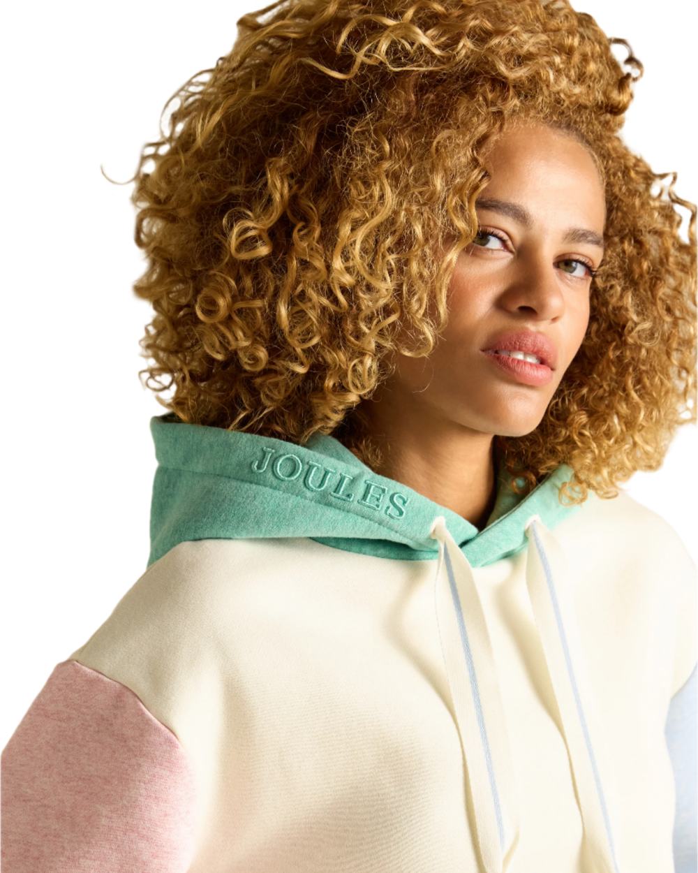 Colourblock coloured Joules Womens Milbourne Hoodie on white background