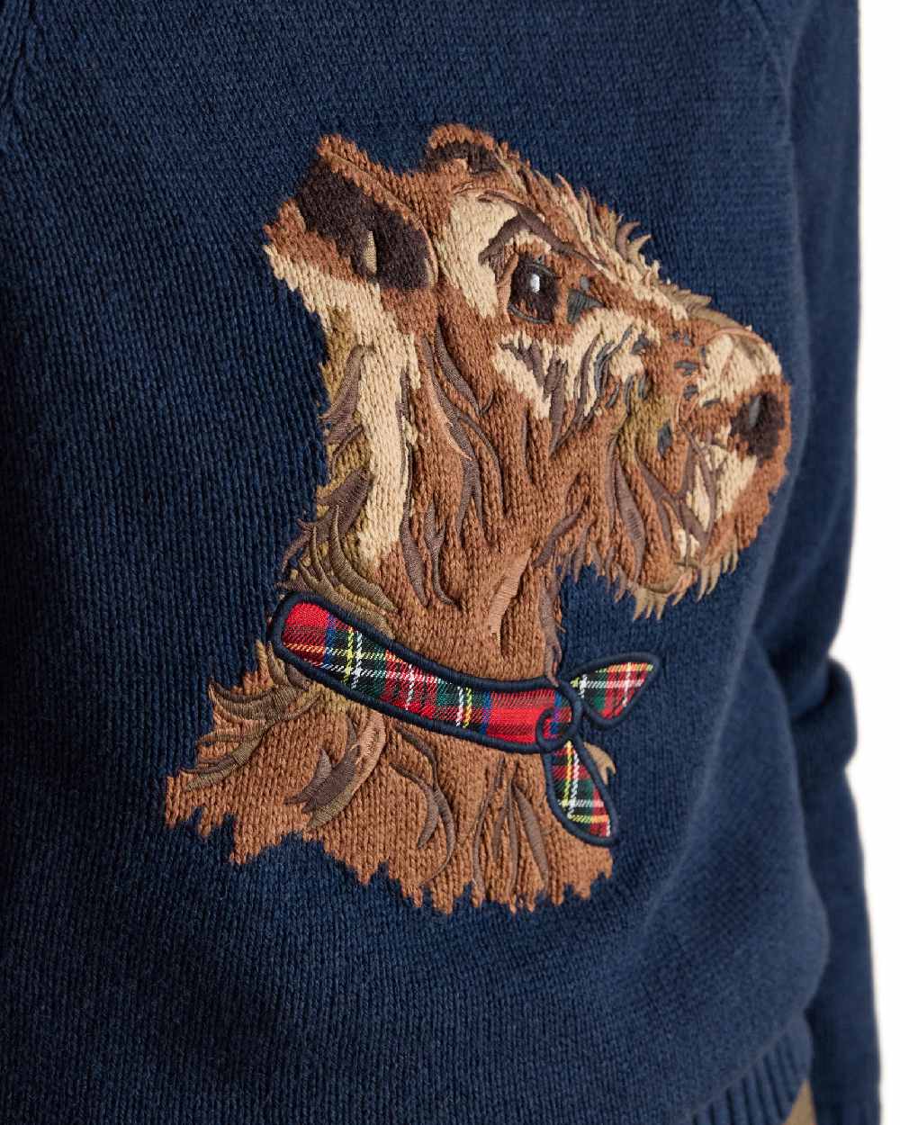 Navy Coloured Joules Womens Monty Dog Jumper on white background