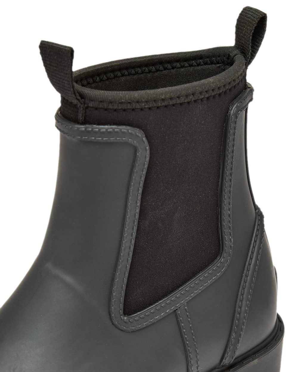 Black Coloured Joules Womens Oakfield Short Neoprene Lined Wellies on white background