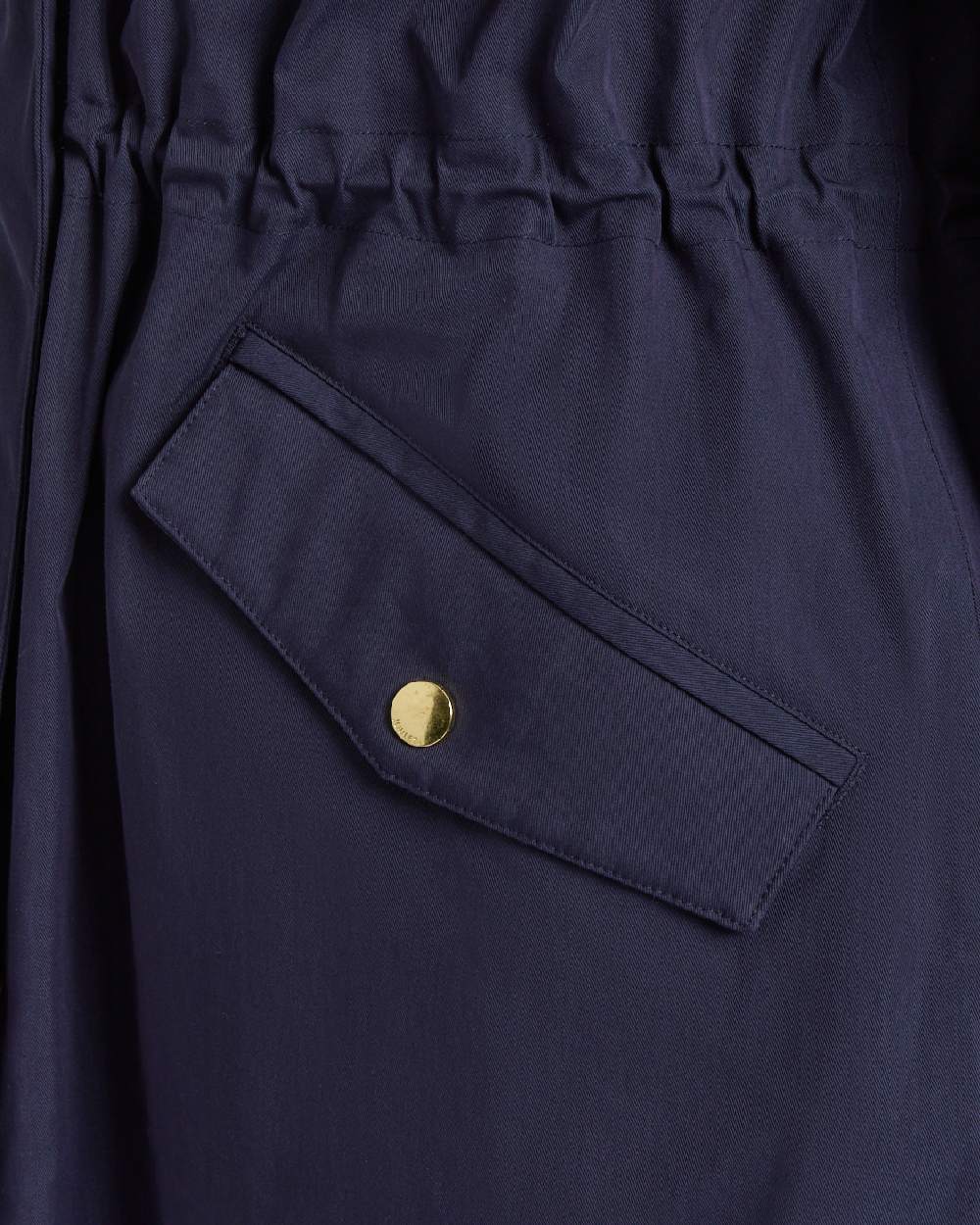 Navy Coloured Joules Womens Portwell Cosy Fleece Lined Waterproof Mac on white background