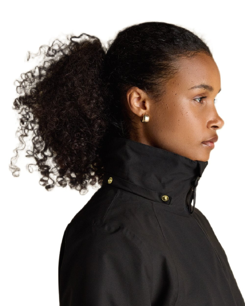 Black Coloured Joules Womens Rainaway Waterproof Longline Raincoat on white background