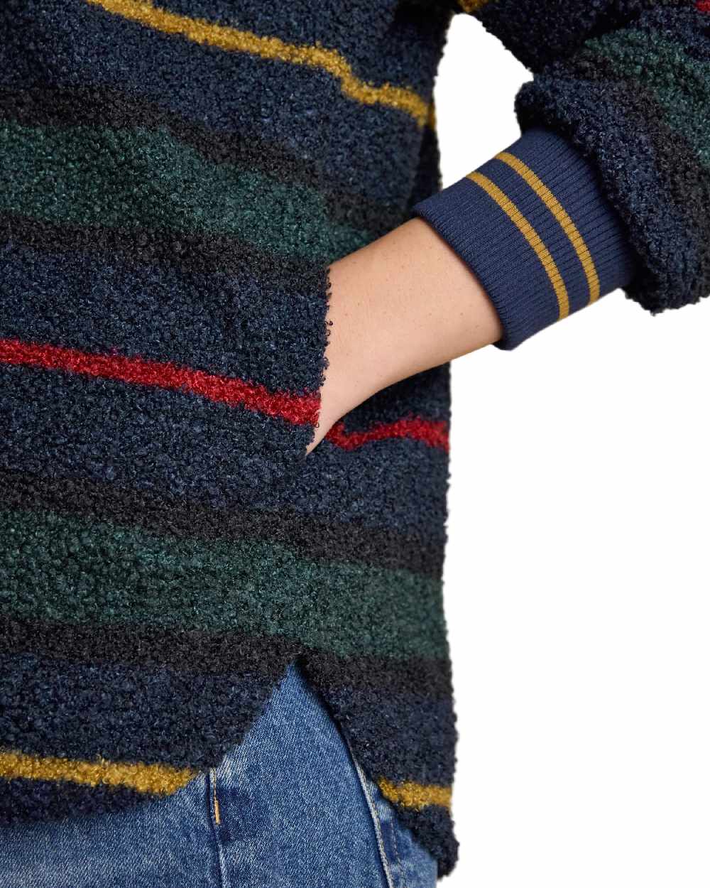 Navy Coloured Joules Womens Rugby Fleece Jacket on white background