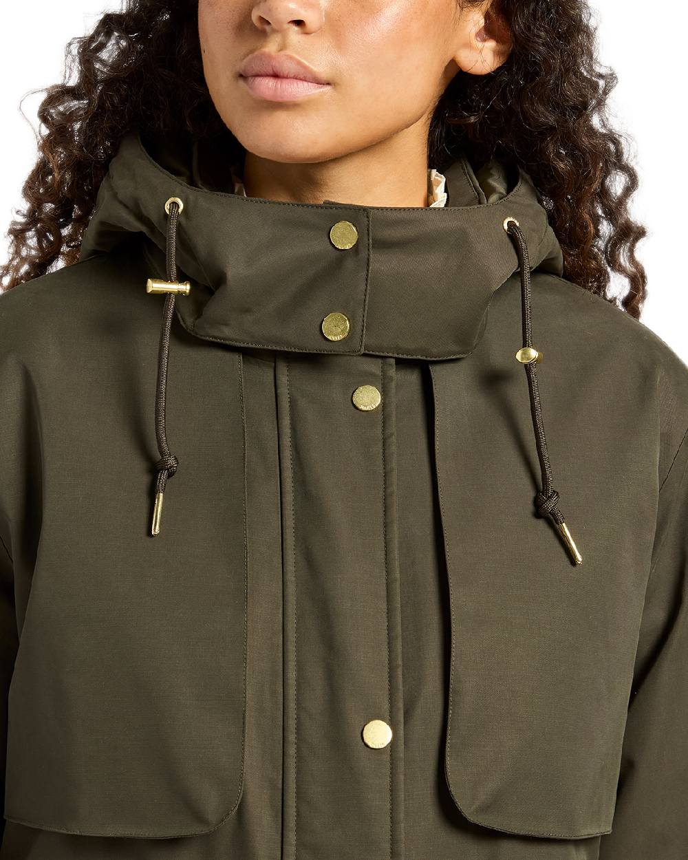 Rosemary Green Coloured Joules Womens Warmwell Waterproof Fleece Lined Raincoat on white background