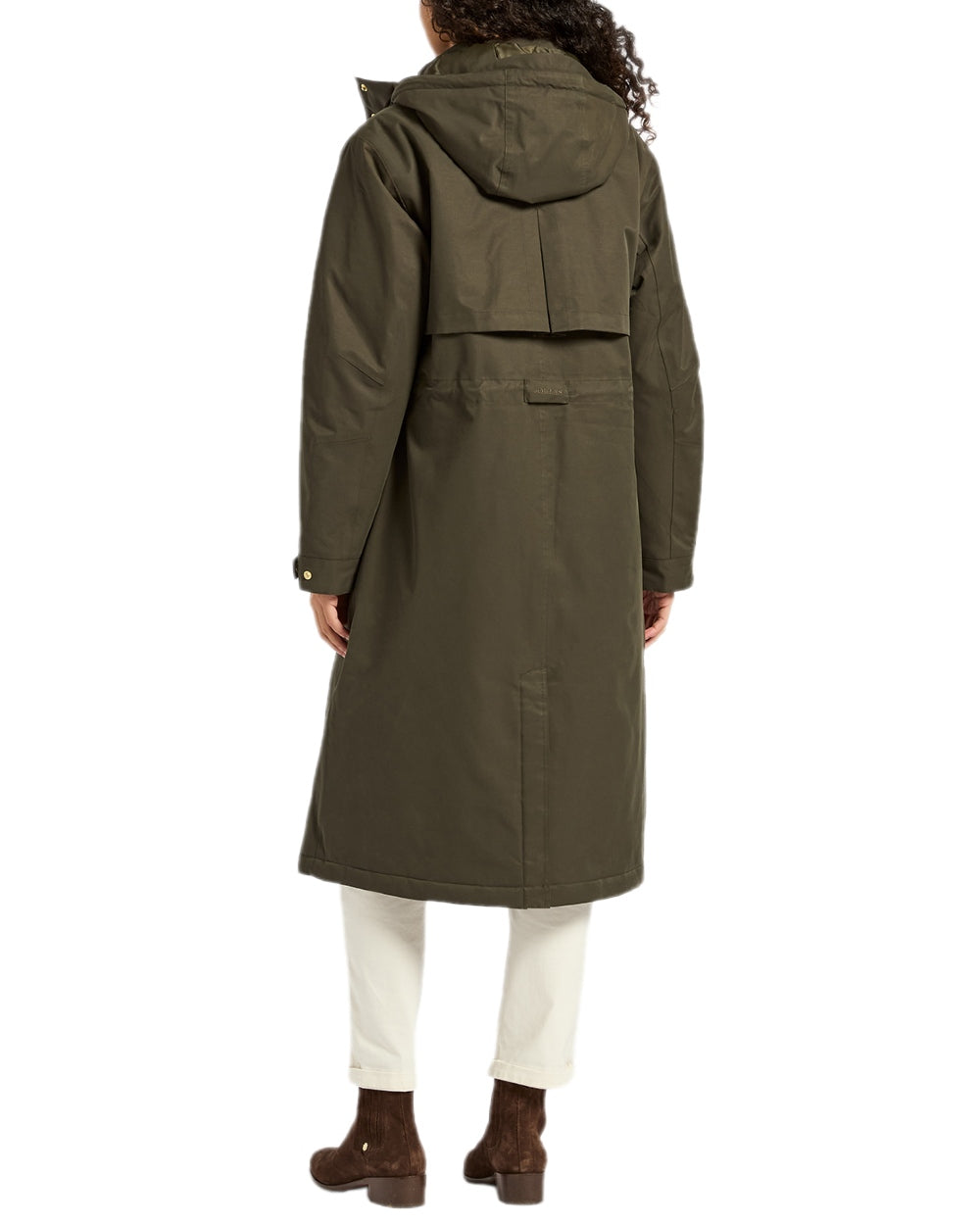 Rosemary Green Coloured Joules Womens Warmwell Waterproof Fleece Lined Raincoat on white background