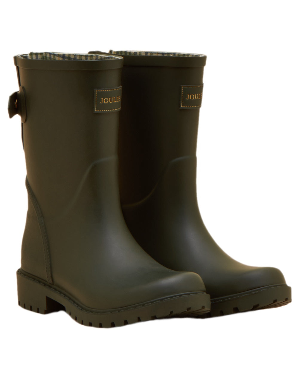 Green Coloured Joules Womens Wistow Adjustable Mid Calf Wellies on white background