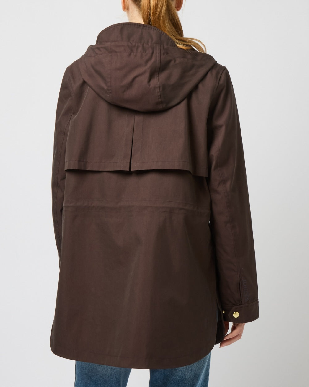 Brown Coloured Joules Portwell Waterproof Raincoat With Hood On A White Background