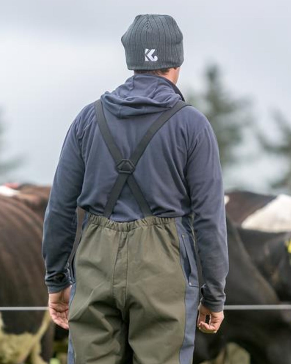 Grey coloured Kaiwaka Cable Knit Beanie on outdoor background