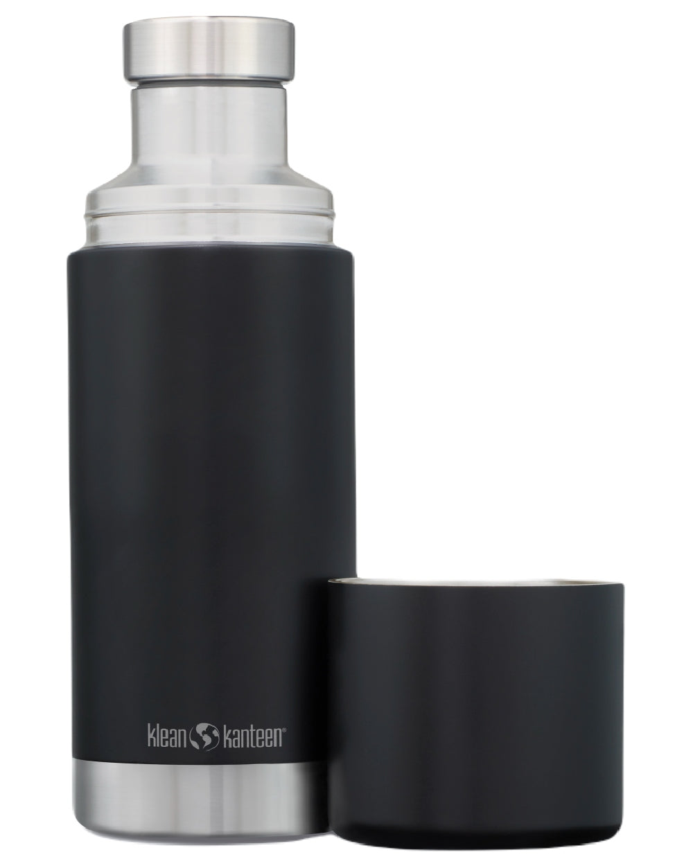 Black coloured Klean Kanteen Insulated TKPro Flask on white background