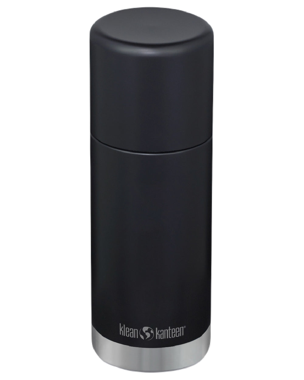 Black coloured Klean Kanteen Insulated TKPro Flask on white background