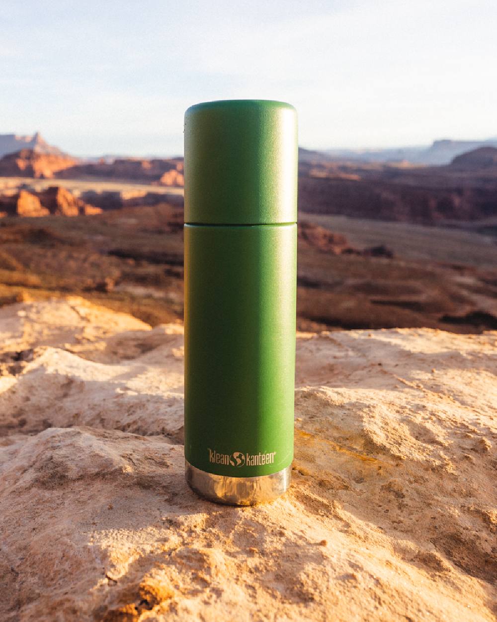 Fairway coloured Klean Kanteen Insulated TKPro Flask on mountain background
