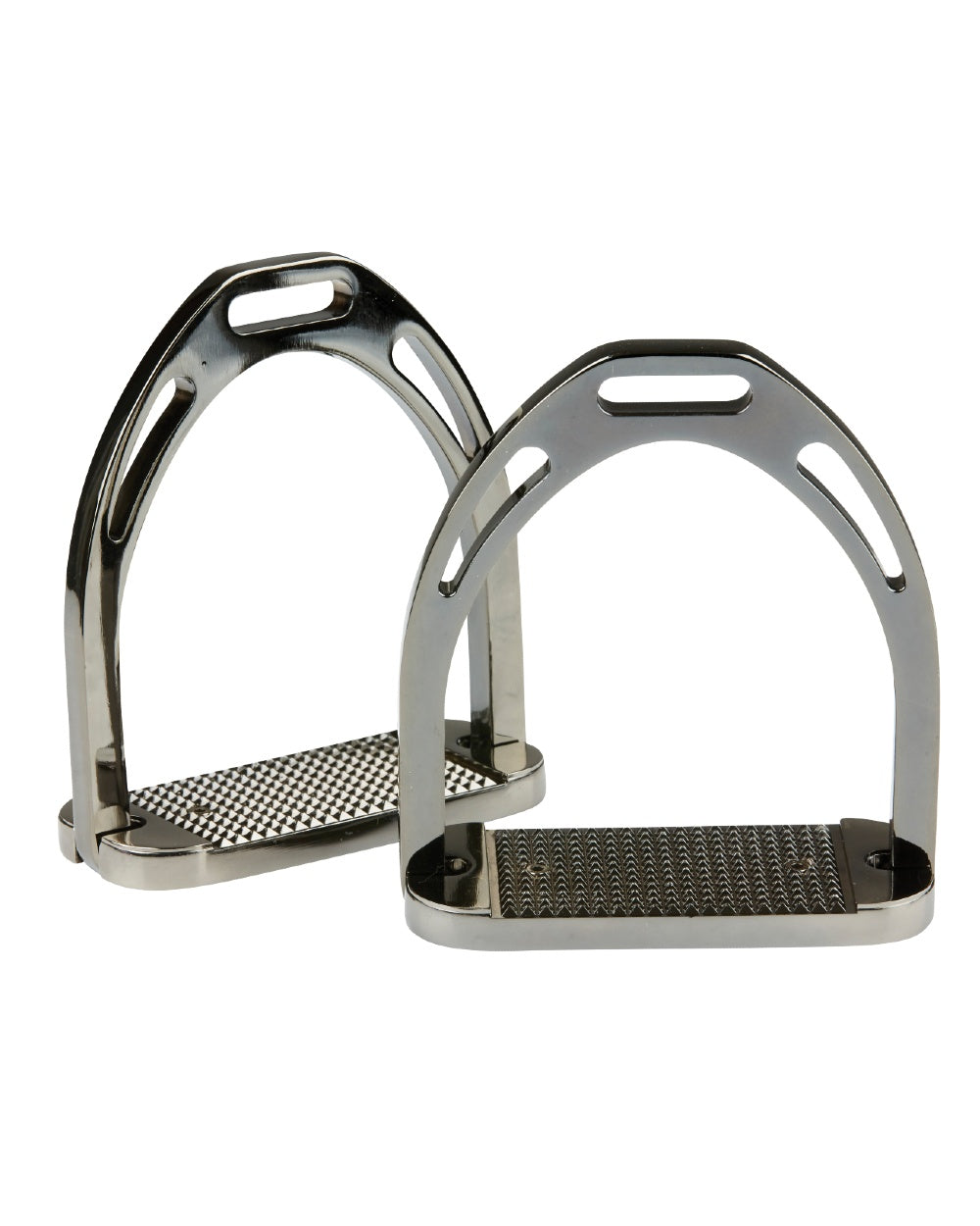 Black coloured Korsteel Aluminium Stirrups on white background
