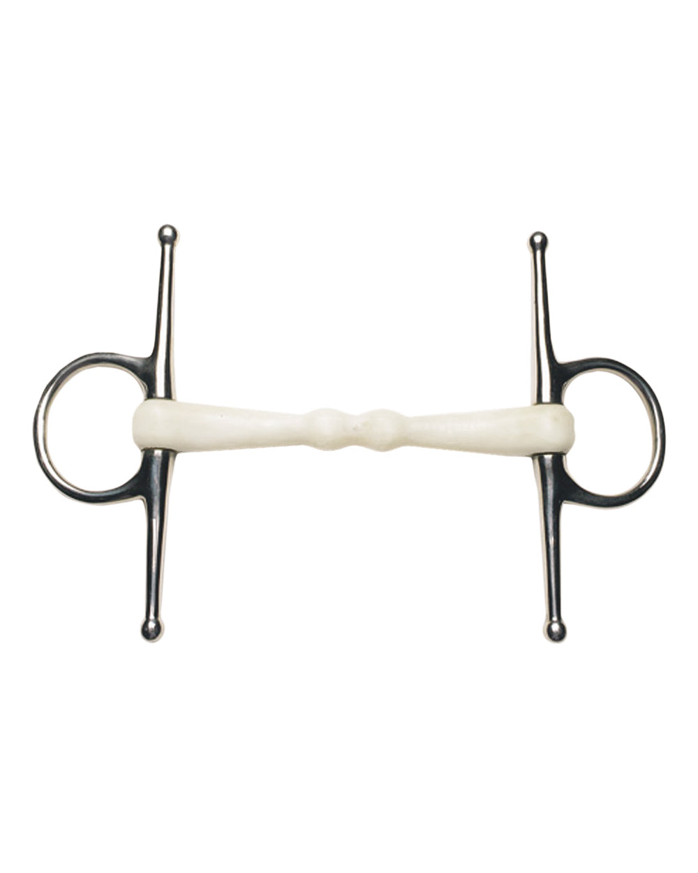 Ivory coloured Korsteel Flexi Mullen Mouth Full Cheek Snaffle Bit on White background