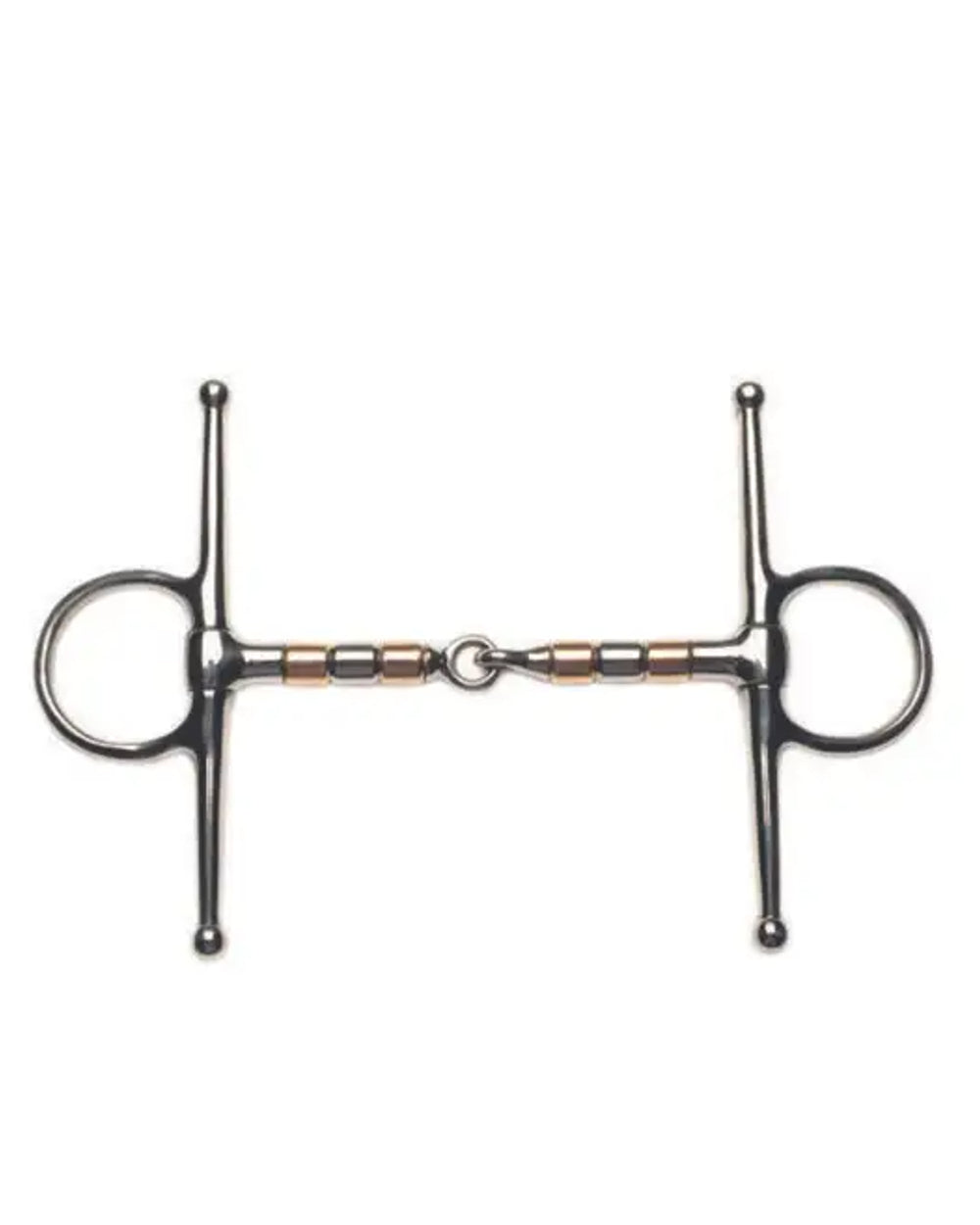 One Colour coloured Korsteel Stainless Steel Copper & Steel Rollers Full Cheek Snaffle Bit on white background