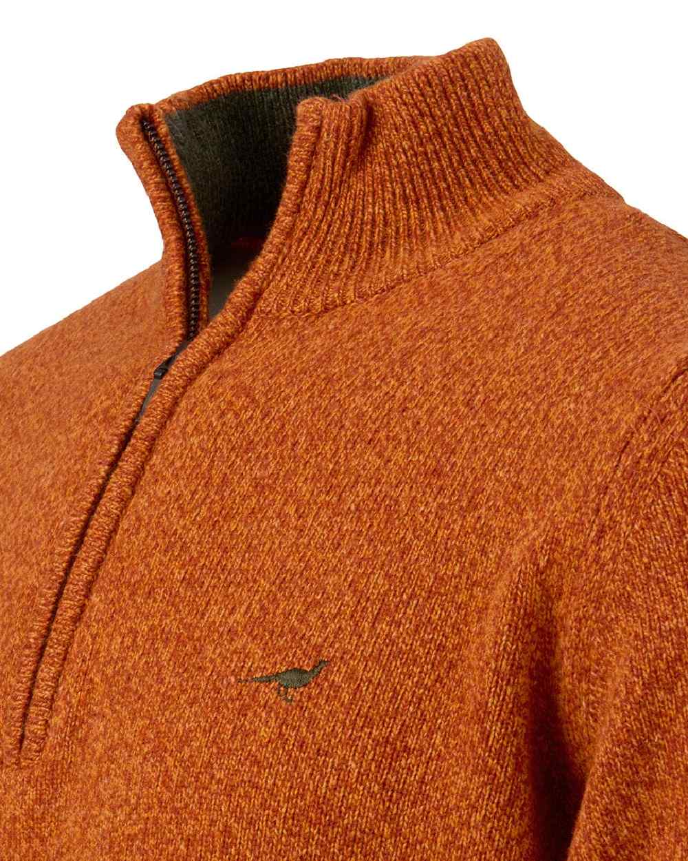Terra Coloured Laksen Brompton Zip Neck Sweater on white background
