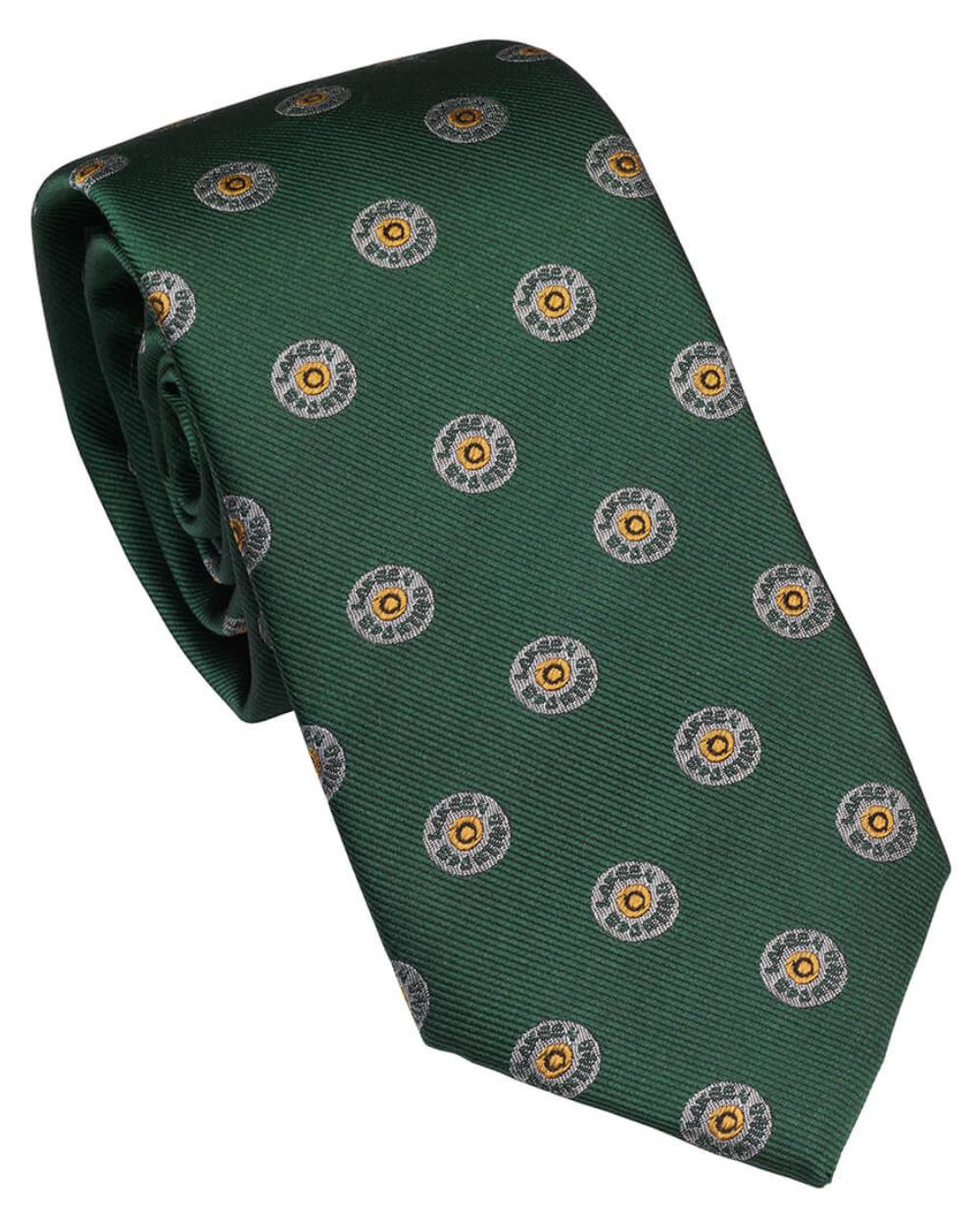 British Racing Green Coloured Laksen Cartridge Cap Tie On A White Background