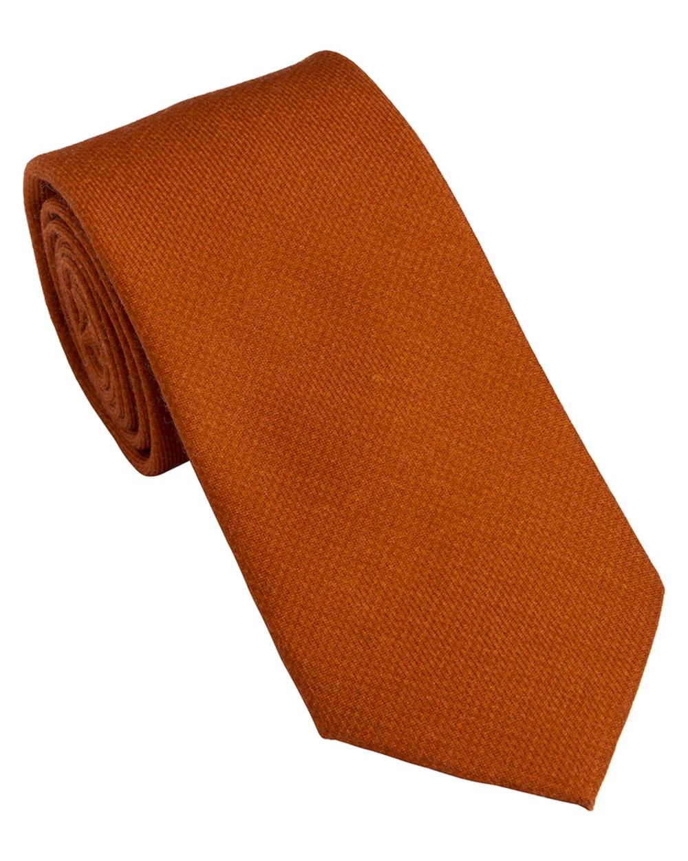 Rust coloured Laksen Houndstooth Wool Tie on white background