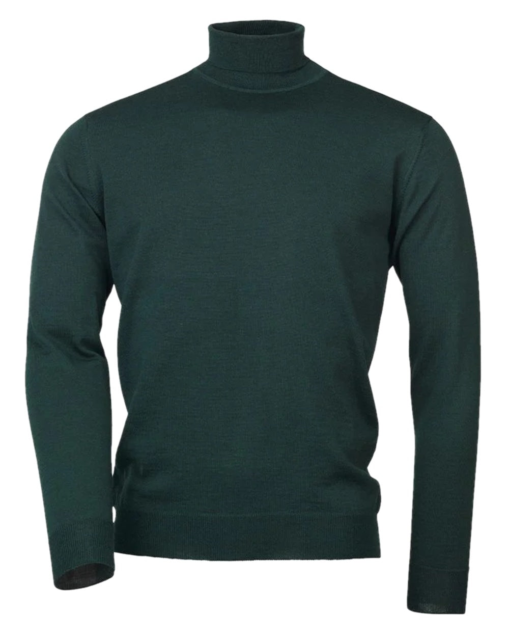 Pine Coloured Laksen Mens Easton Merino Roll Neck on white background