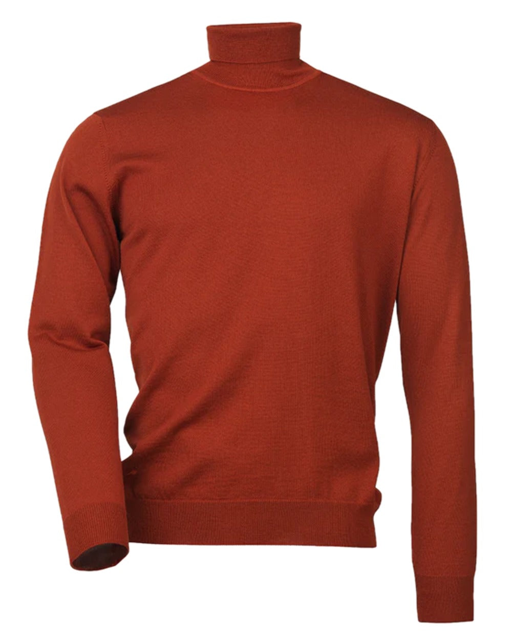 Tile Coloured Laksen Mens Easton Merino Roll Neck on white background