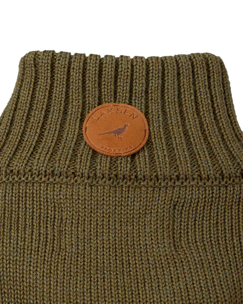 Olive Coloured Laksen Mens Fishermans Zip Sweater on white background