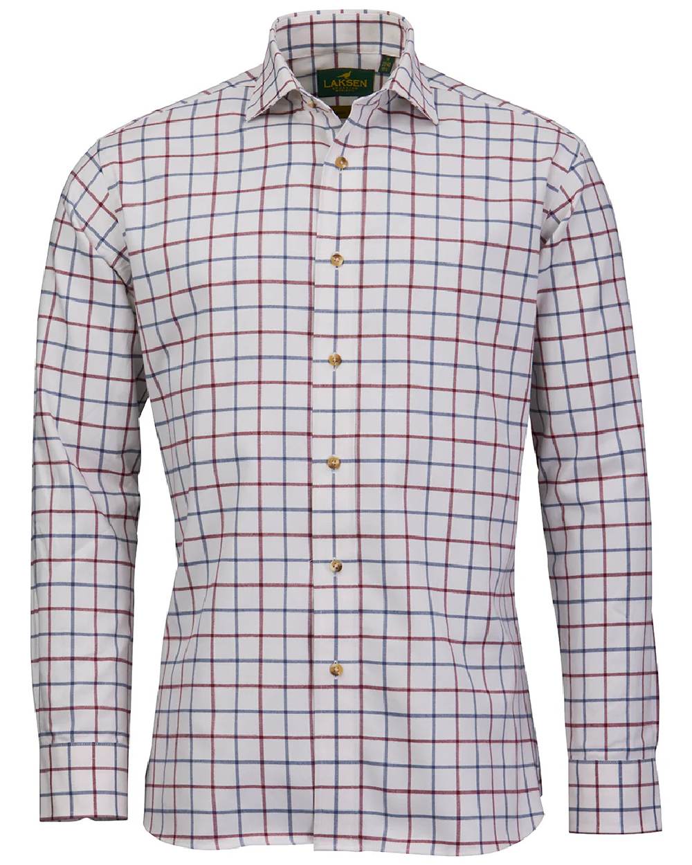 Corn Blue Bordeaux Coloured Laksen Mens Gable Brushed Organic Cotton Shirt on white background