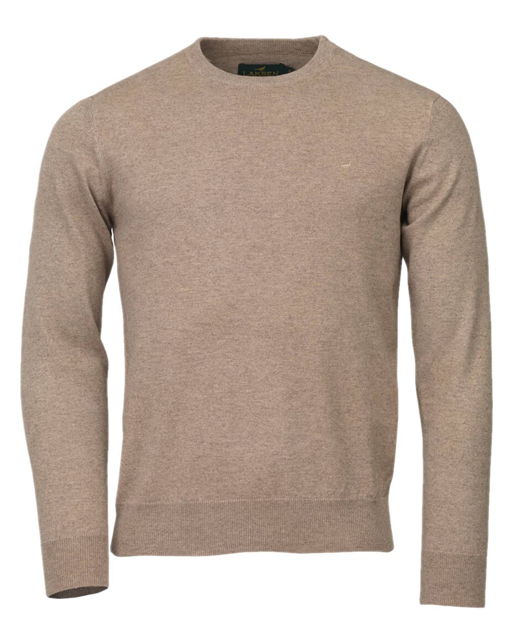 Sandstone Coloured Laksen Mens Hardwick O-neck Sweater on white background