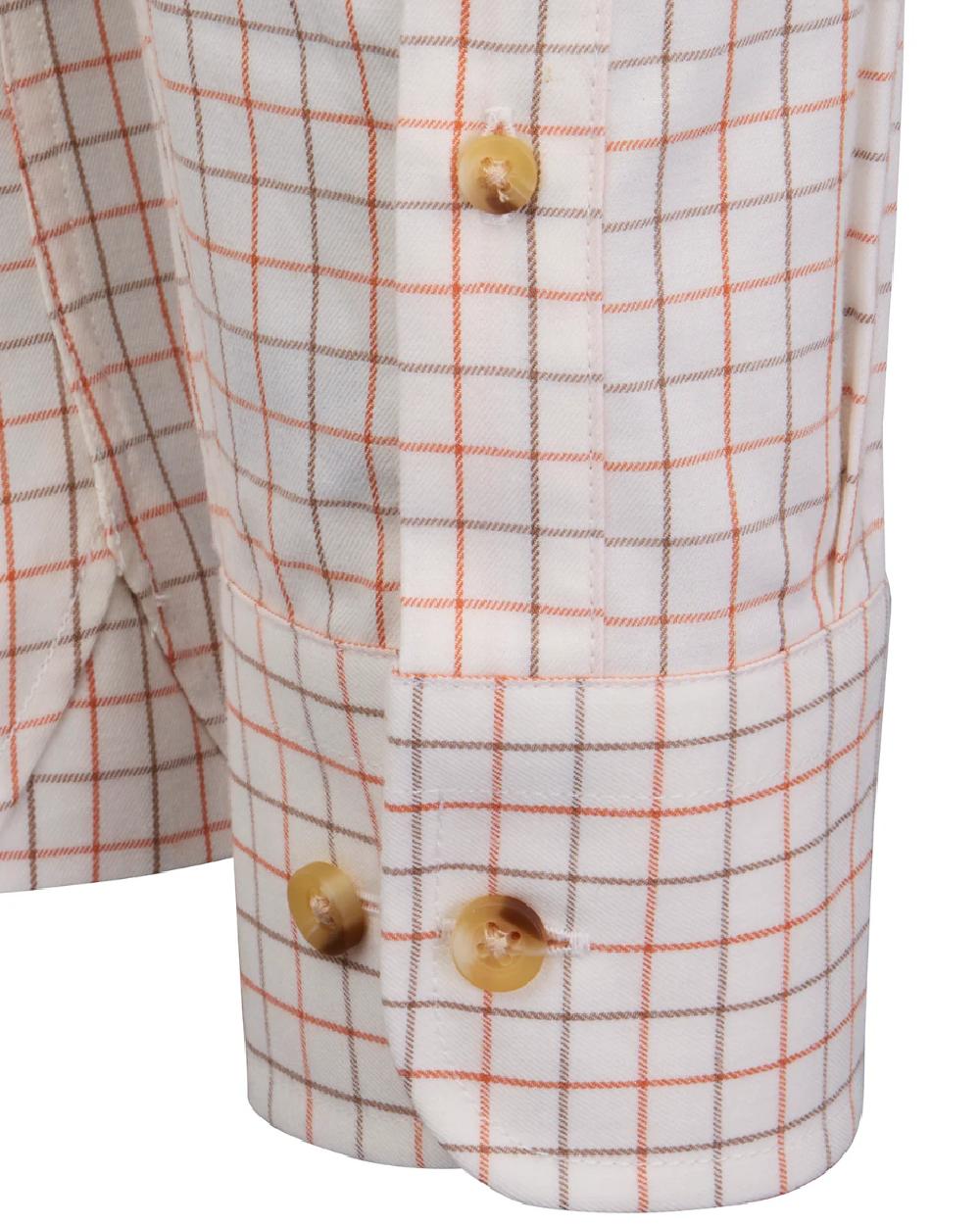 Burnt Orange Rum Coloured Laksen Mens Harvey Cotton Wool Shirt on white background