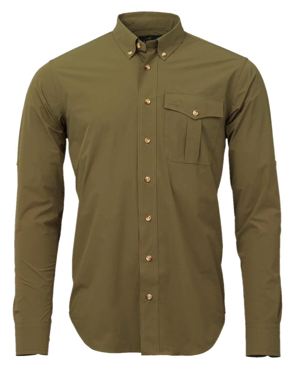 Olive Green Coloured Laksen Mens Kinshasa Tech Shirt on white background