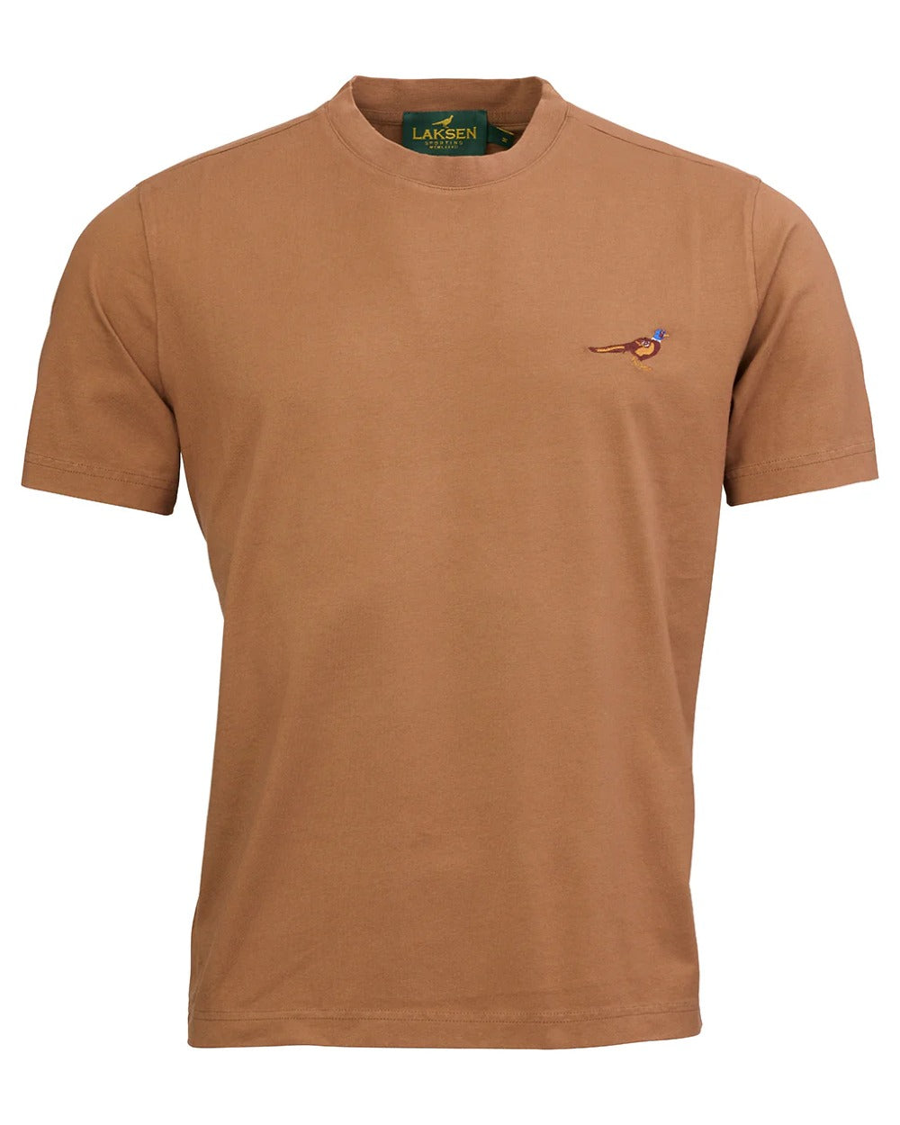 Camel coloured Laksen Mens Pheasant Cotton T-Shirt on white background